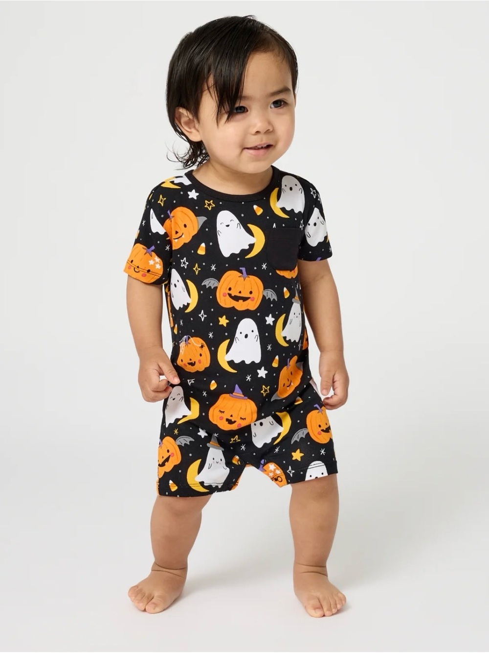 Little Sleepies NWT Moonlit Magic Pocket Halloween Shorty Romper 0-3 Months